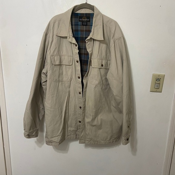 Weatherproof Other - WEATHERPROOF Mens XL‎ Tan Plaid Lined Work Utility Jacket Barn Coat Chore READ